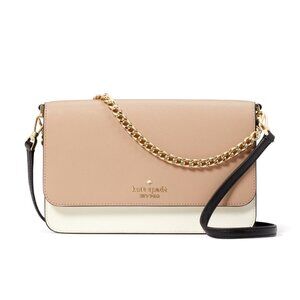 New Kate Spade Madison Medium Flap Convertible Crossbody Tosted Hazelnut Multi